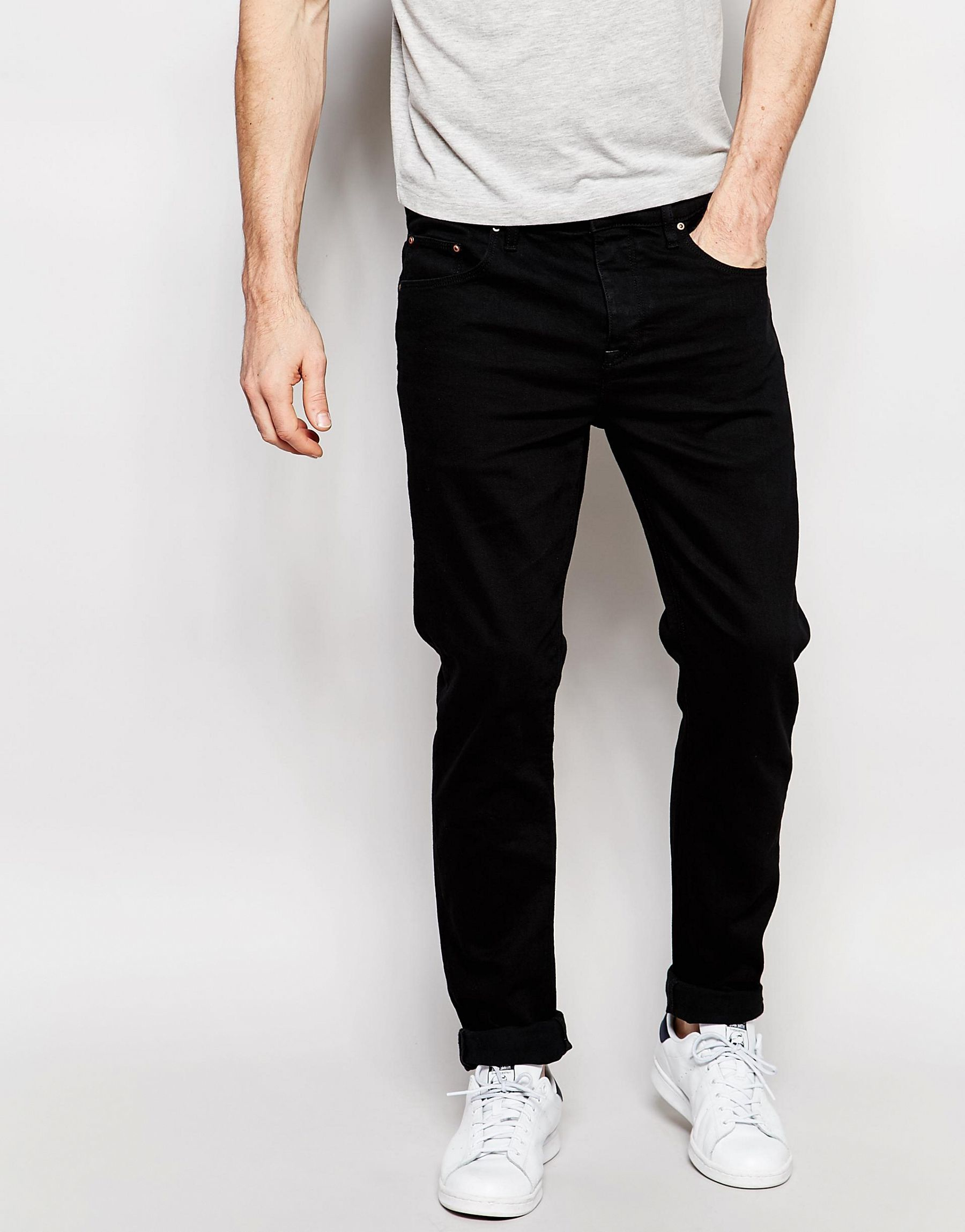 asos design stretch slim jeans in black